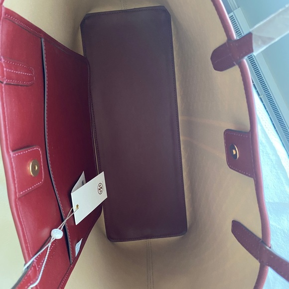 Tory Burch Red Geo Logo Tote Bag – Burgundy – New with Tags - Picture 10 of 10